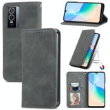 For vivo Y76 5G Retro Skin Feel Magnetic Horizontal Flip Leather Phone Case(Gray)