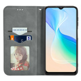 For vivo Y76 5G Retro Skin Feel Magnetic Horizontal Flip Leather Phone Case(Gray)