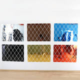 Rhombus Stitching Background Acrylic Mirror Decorative Stickers, Specification: Red Medium