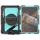 For Samsung Galaxy Tab S8 Ultra 14.6 inch SM-X900 Silicone + PC Tablet Case with Shoulder Strap(Black+Light Blue)
