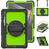 For Samsung Galaxy Tab S8 Ultra 14.6 inch SM-X900 Silicone + PC Tablet Case with Shoulder Strap(Black+Yellow Green)