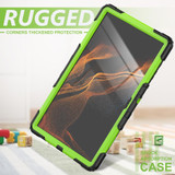 For Samsung Galaxy Tab S8 Ultra 14.6 inch SM-X900 Silicone + PC Tablet Case with Shoulder Strap(Black+Yellow Green)