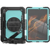 For Samsung Galaxy Tab S8 11 inch SM-X700 Silicone + PC Tablet Case with Shoulder Strap(Black+Light Blue)