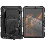 For Samsung Galaxy Tab S8 11 inch SM-X700 Silicone + PC Tablet Case with Shoulder Strap(Black)