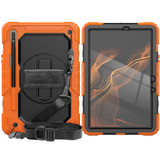For Samsung Galaxy Tab S8 11 inch SM-X700 Silicone + PC Tablet Case with Shoulder Strap(Orange+Black)