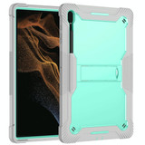 For Samsung Galaxy Tab S8 Ultra Silicone + PC Shockproof Protective Tablet Case(Grey + Green)