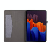 For Samsung Galaxy Tab S8 Ultra Horizontal Flip Fabric Leather Tablet Case with Card Slots & Holder(Grey)