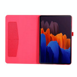 For Samsung Galaxy Tab S8 Ultra Horizontal Flip Fabric Leather Tablet Case with Card Slots & Holder(Red)