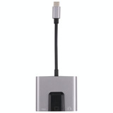 NK-1056TC 3 in 1 USB-C / Type-C Male to USB-C / Type-C Charging + Ethernet + 3.5mm Earphone Female Adapter
