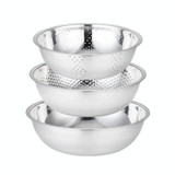 3 PCS / Set SiGang Stainless Steel Rice Washing and Vegetable Draining Basin(24cm+26cm+28cm)