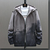 Men Casual Loose Hooded Jacket (Color:Grey Size:XXL)