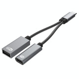 TA2Q USB-C / Type-C Male to PD 60W USB-C / Type-C Charging + USB 2.0 Female OTG Adapter(Grey)