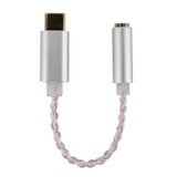 TA12-R2 USB-C / Type-C Male to 3.5mm Audio Female Single Crystal Copper Braid Earphone Adapter (Silver)