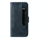 For Samsung Galaxy A50 Dual Buckle Card Wallet Calf Leather Phone Case(Blue)