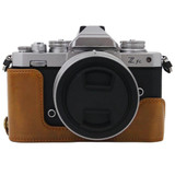 1/4 inch Thread PU Leather Camera Half Case Base for Nikon Z fc (Brown)