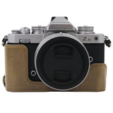 1/4 inch Thread PU Leather Camera Half Case Base for Nikon Z fc (Khaki)