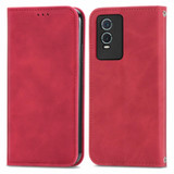 For vivo Y76s Retro Skin Feel Magnetic Flip Leather Case(Red)