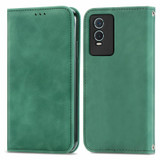 For vivo Y76s Retro Skin Feel Magnetic Flip Leather Case(Green)