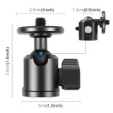 PULUZ 1/4 inch Inner Screw Metal Tripod Ball Head Adapter with Knob Lock(Black)