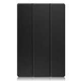 For Samsung Galaxy Tab S8 Ultra Three-folding Holder Custer Texture Leather Tablet Case(Black)