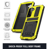 For Samsung Galaxy S22 5G R-JUST Metal + Silicone Holder Phone Case(Yellow)