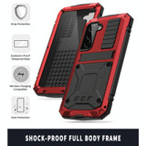 For Samsung Galaxy S22 5G R-JUST Metal + Silicone Holder Phone Case(Red)