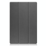 For Samsung Galaxy Tab S8 Ultra Three-folding Holder Custer Texture Leather Tablet Case(Grey)