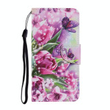 For Xiaomi Redmi Note 11 5G China Coloured Drawing Pattern Leather Phone Case(Rose Butterfly)