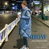 Glossy Loose Down Padded Jacket (Color:Blue Size:L)
