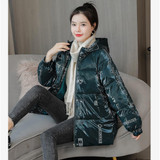 Glossy Loose Down Padded Jacket (Color:Green Size:L)