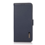 For Samsung Galaxy S20 FE KHAZNEH Side-Magnetic Litchi Genuine Leather RFID Phone Case(Blue)