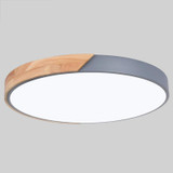 Wood Macaron LED Round Ceiling Lamp, Stepless Dimming, Size:23cm(Grey)