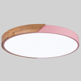 Wood Macaron LED Round Ceiling Lamp, 3-Colors Light, Size:40cm(Pink)