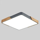 Wood Macaron LED Square Ceiling Lamp, White Light, Size:30cm(Grey)