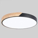 Wood Macaron LED Round Ceiling Lamp, 3-Colors Light, Size:23cm(Black)