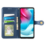 For Motorola Moto G60s Solid Color Leather Buckle Phone Case(Blue)