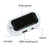 Car Solar Energy Anti-theft Device LED Warning Light (Blue)