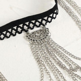 2 PCS BT305-1 Bohemian Long Chain Multi-Layer Elastic Anklet(Ancient Silver)