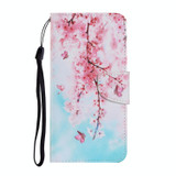 For Samsung Galaxy S22 5G Coloured Drawing Pattern Leather Phone Case(Cherry Blossoms)