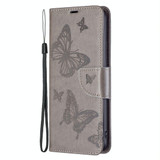 For Xiaomi Redmi Note 11 5G/Note 11T 5G/Poco M4 Pro 5G Two Butterflies Embossing Pattern Horizontal Flip Leather Phone Case with Holder & Card Slot & Wallet & Lanyard(Grey)