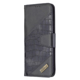 For Xiaomi Redmi Note 11 5G/Note 11T 5G/Poco M4 Pro 5G Matching Color Crocodile Texture Horizontal Flip Leather Phone Case with Wallet & Holder & Card Slots(Black)