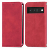 For Google Pixel 6 Retro Skin Feel Business Magnetic Horizontal Flip Leather Case With Holder & Card Slots & Wallet & Photo Frame(Red)