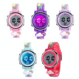 JNEW A380-86664 Children Cartoon 3D Happy Small Elephant Alarm Waterproof Sports LED Digital Watch(Pink)