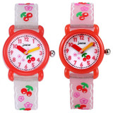 JNEW A335-86236 Children Cute Cartoon Cherry Waterproof 3D Silicone Quartz Watch(Red)