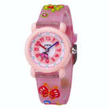 JNEW A335-20082 Children Cartoon 3D Butterfly Waterproof Time Cognitive Silicone Jelly Strap Quartz Watch(Loose Powder Pink)