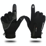 HUMRAO Outdoor Riding Gloves Winter Velvet Thermal Gloves Ski Motorcycle Waterproof Non-Slip Gloves, Size:XXL(Black)