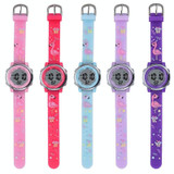 JNEW A380-86576 Student Cartoon Flamingo Waterproof Luminous Multifunction LED Electronic Watch(Dark Purple)