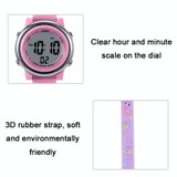 JNEW A380-86576 Student Cartoon Flamingo Waterproof Luminous Multifunction LED Electronic Watch(Dark Purple)