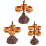 Halloween Pumpkin Snack Bowl Stand Decorative Storage Rack,Style: Three Cups Set