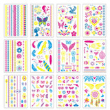 10 PCS Fluorescent Flower Arm Tattoo Sticker Face Sticker Waterproof Feather Tattoo Arm Tattoo Sticker(DKCS025)